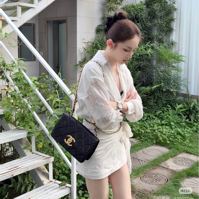 JK國際二手精品✨Chanel大雙C荔枝粗鍊包 25cm 芯片款-4