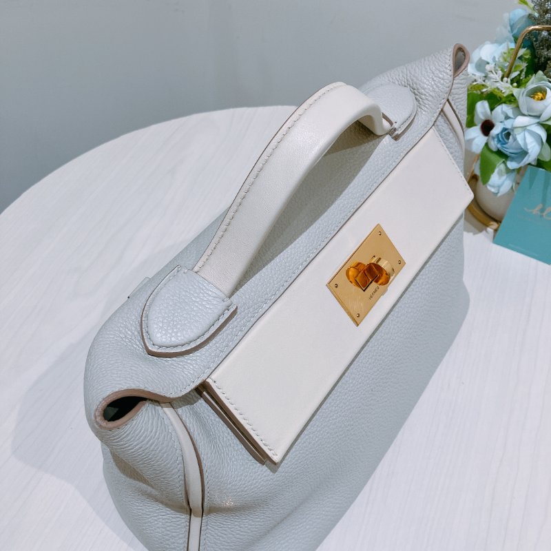 TK1896 Hermes 愛馬仕 單肩 手挽 手拎 冰川灰 奶油白 休閑 慵懶感 2424 29cm 8L Beton x I2 Nata xGHW Togo and Swift-9