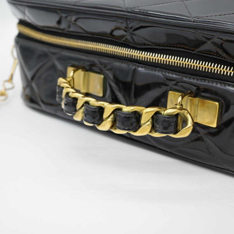 Chanel 香奈兒 黑色漆皮 午餐盒多功能肩背包-6