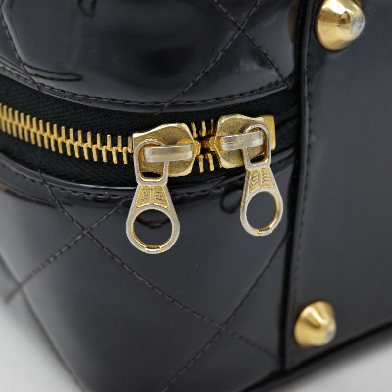 Chanel 香奈兒 黑色漆皮 午餐盒多功能肩背包-8