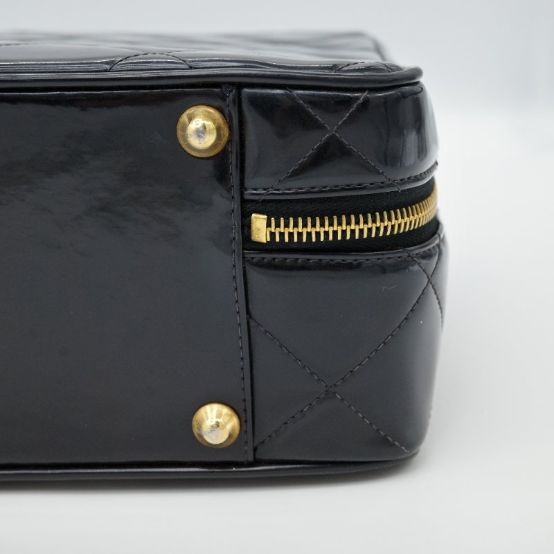 Chanel 香奈兒 黑色漆皮 午餐盒多功能肩背包-9