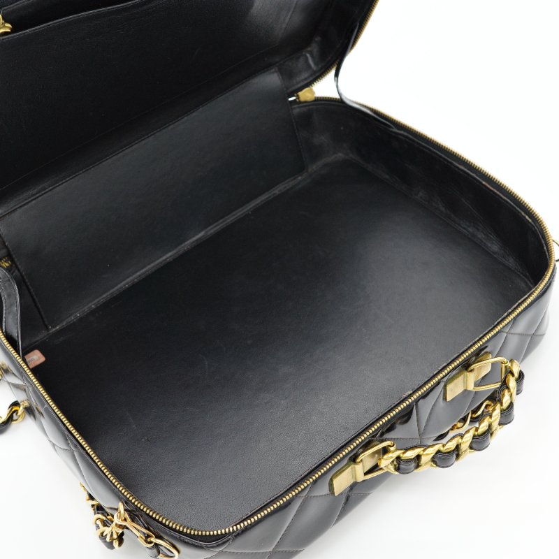 Chanel 香奈兒 黑色漆皮 午餐盒多功能肩背包-11