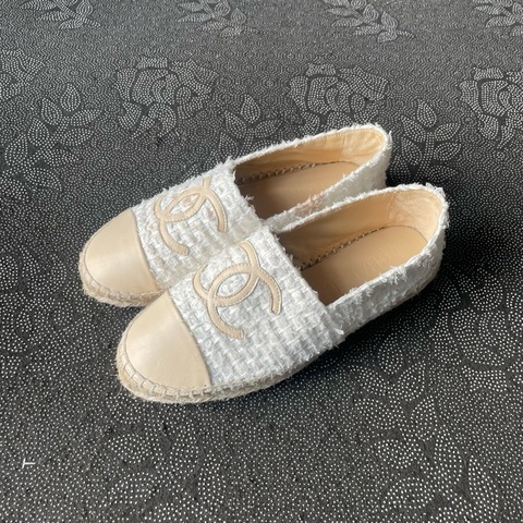 98新 02045 chanel米白編織漁夫鞋37碼無盒