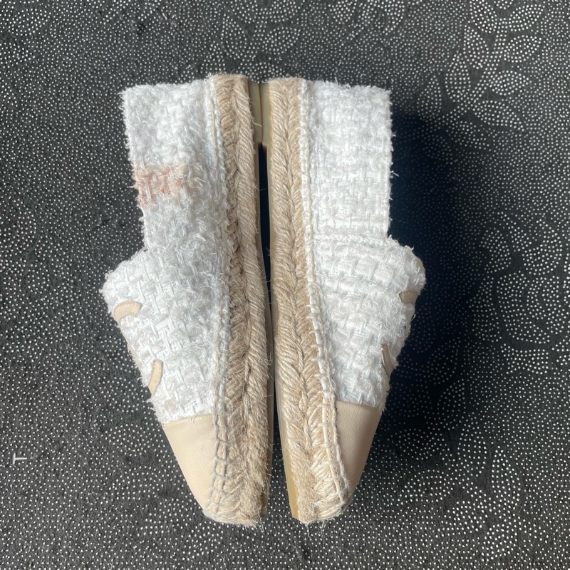 98新 02045 chanel米白編織漁夫鞋37碼無盒-6
