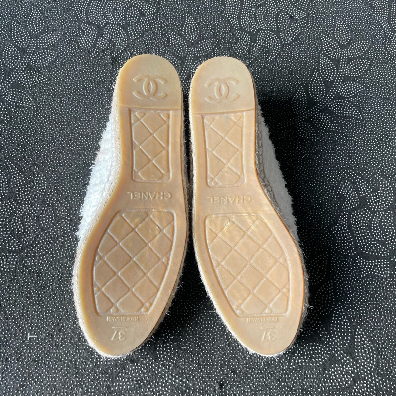 98新 02045 chanel米白編織漁夫鞋37碼無盒-9