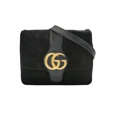 Gucci Arli 牛皮翻毛皮雙G標誌斜挎單肩包