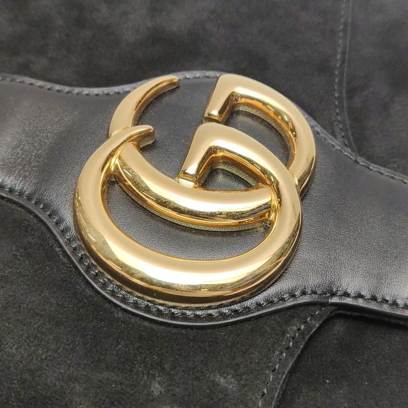 Gucci Arli 牛皮翻毛皮雙G標誌斜挎單肩包-10