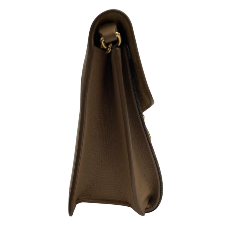 BURBERRY 巴寶莉 Small Macken 棉麻 牛皮 肩背包 棕色格紋 金釦-3