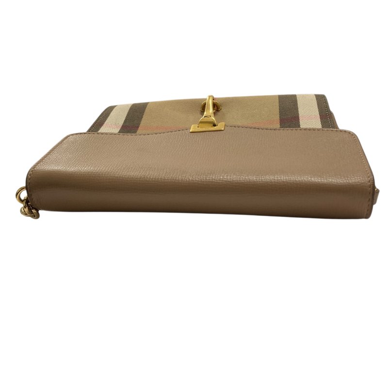 BURBERRY 巴寶莉 Small Macken 棉麻 牛皮 肩背包 棕色格紋 金釦-5