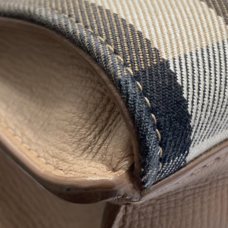 BURBERRY 巴寶莉 Small Macken 棉麻 牛皮 肩背包 棕色格紋 金釦-12