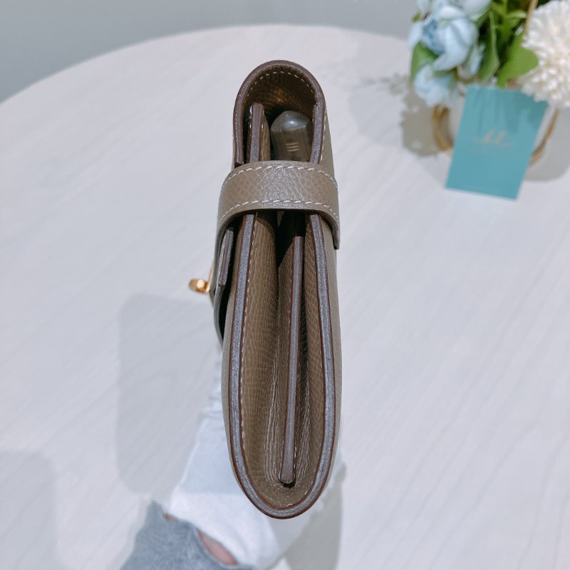 TK1897 Hermes 愛馬仕 凱莉 長銀包 長夾 大象灰 金扣 有膜 Kelly Long Wallet Epsom Etoupe x GHW-3