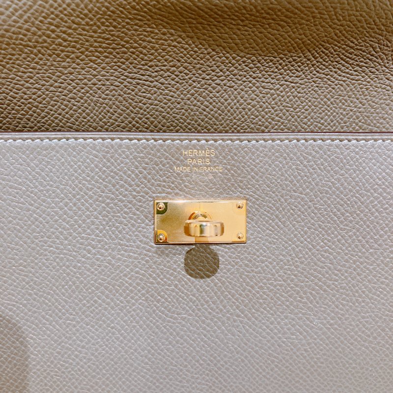 TK1897 Hermes 愛馬仕 凱莉 長銀包 長夾 大象灰 金扣 有膜 Kelly Long Wallet Epsom Etoupe x GHW-12