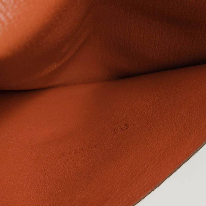 Hermes Bearn小號標誌H袢帶錢包Alligator短吻鱷魚皮銀扣5F南瓜色框P刻-7