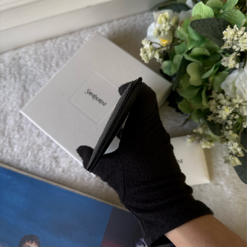 山形紋荔枝皮金字Logo拉鍊卡片/零錢夾(黑色)-4