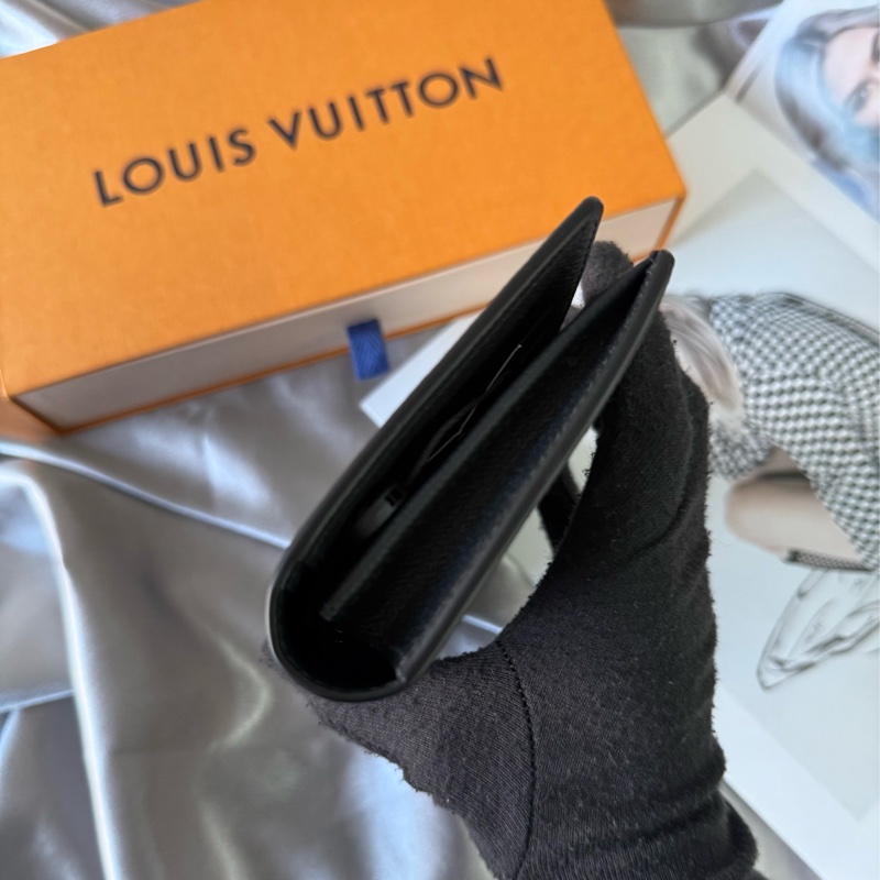 Monogram Brazza 側拉鍊對開長夾(黑灰)-4