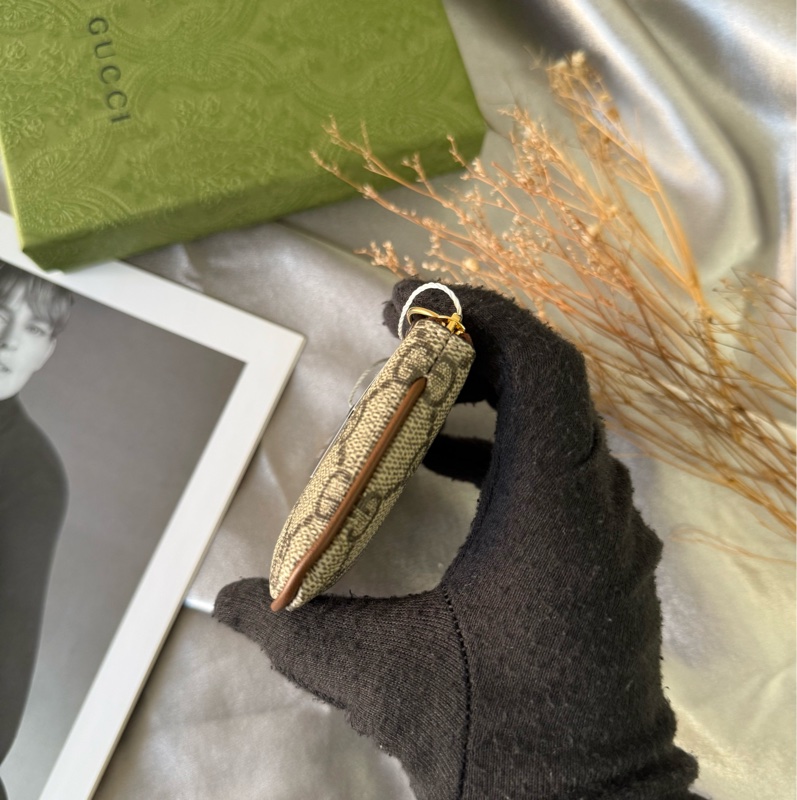 GG Supreme 塗層帆布拉鍊鑰匙包/零錢包(米色/烏木色)-2