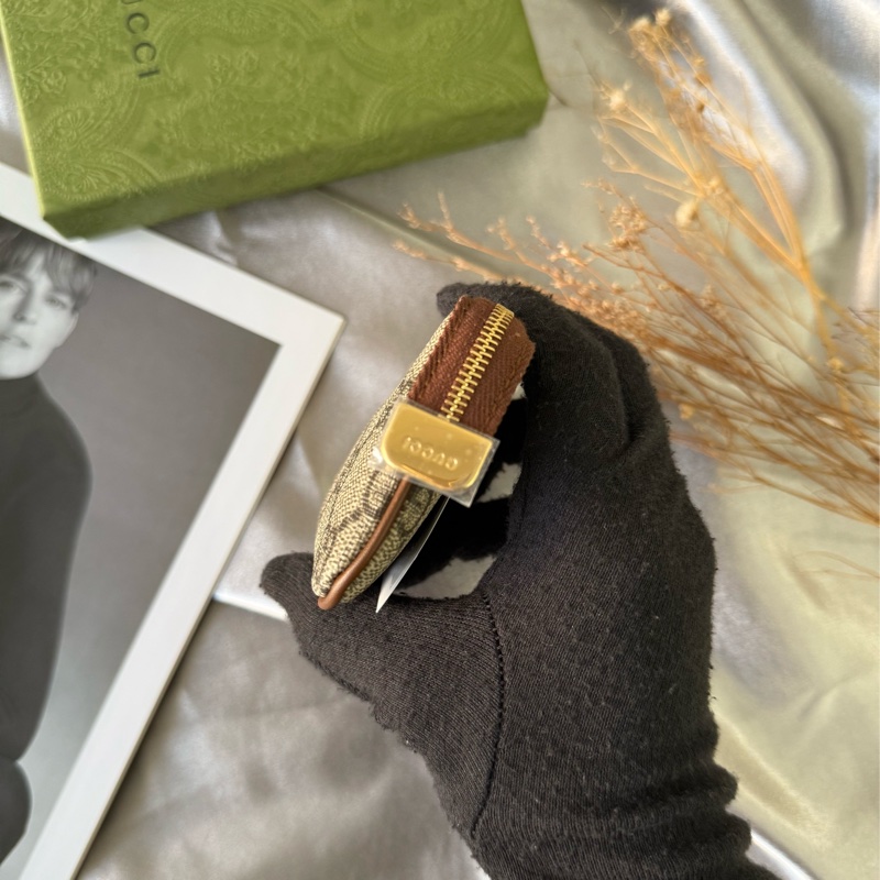 GG Supreme 塗層帆布拉鍊鑰匙包/零錢包(米色/烏木色)-4