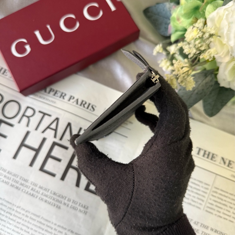 GG Supreme 帆布及皮革拉鍊卡夾/零錢包(黑色/灰色)-2