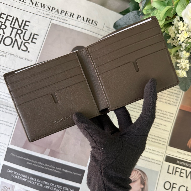 經典格紋帆布對開8卡短夾(暖感棕)-6