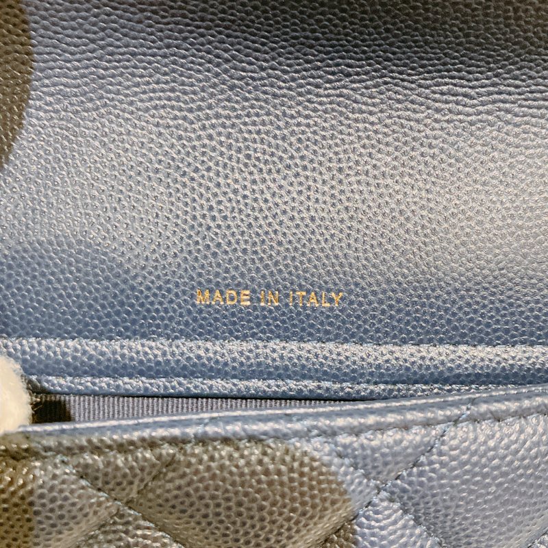 TK1898 Chanel 香奈兒 翻蓋 手機包 鏈條錢包 魚子醬牛皮 荔枝紋 寶藍色 金扣 斜背 Flap Phone Holder Wallet On Chain Caviar Navy x GHW-11