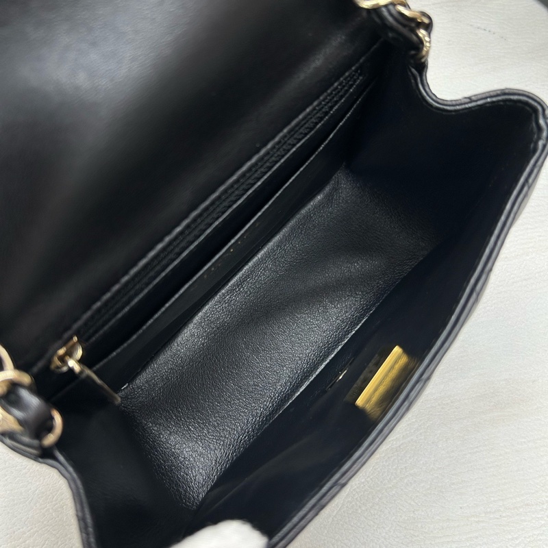 Chanel 芯片款 黑金羊皮方胖子 附件塵袋、盒。-8