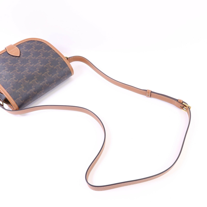 CELINE 塗層帆布Folco金扣肩背袋-4