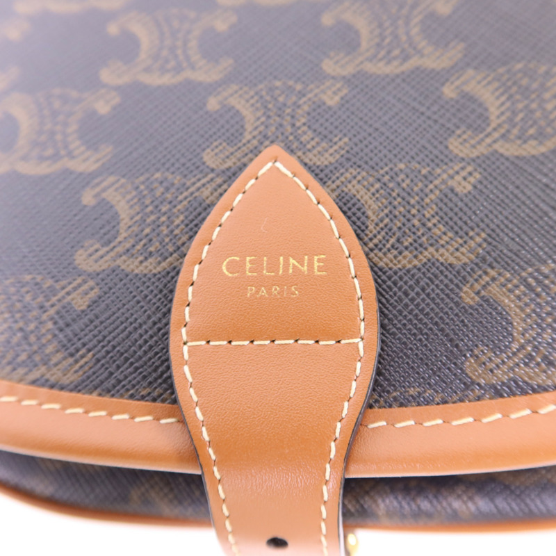 CELINE 塗層帆布Folco金扣肩背袋-6