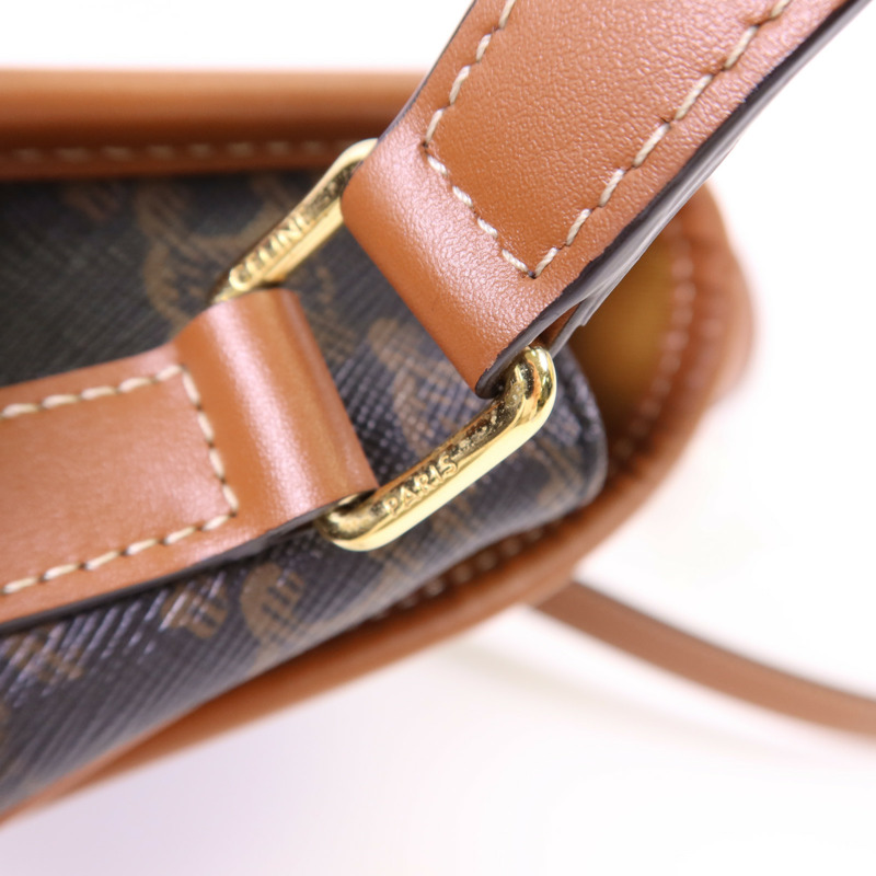 CELINE 塗層帆布Folco金扣肩背袋-10