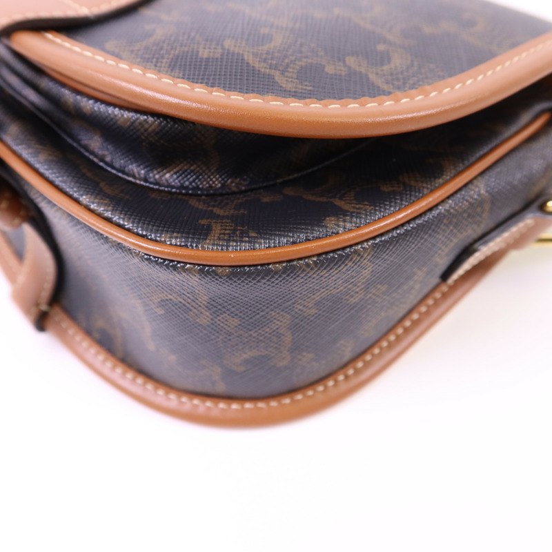 CELINE 塗層帆布Folco金扣肩背袋-11