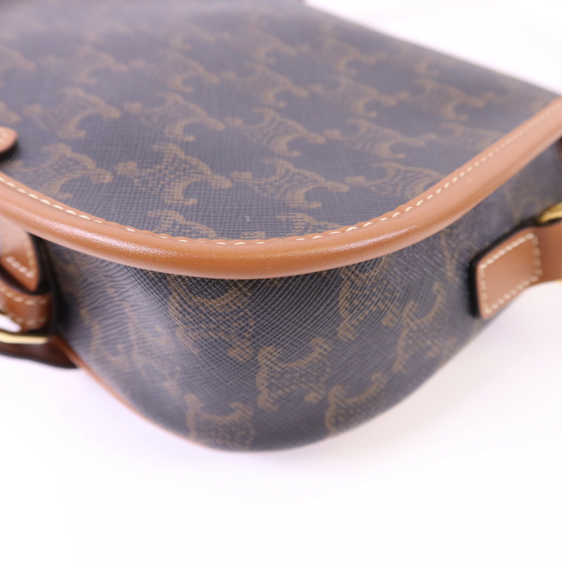 CELINE 塗層帆布Folco金扣肩背袋-13