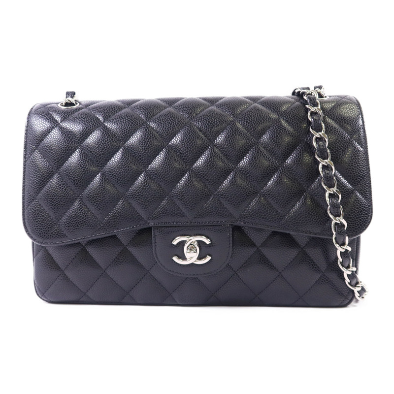 CHANEL 牛皮皮革Large Classic銀扣鏈帶肩背袋-0