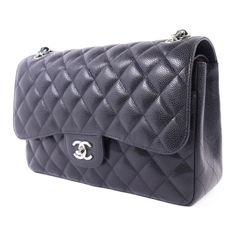 CHANEL 牛皮皮革Large Classic銀扣鏈帶肩背袋-2