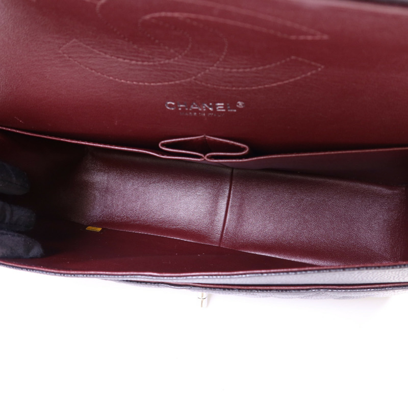 CHANEL 牛皮皮革Large Classic銀扣鏈帶肩背袋-6