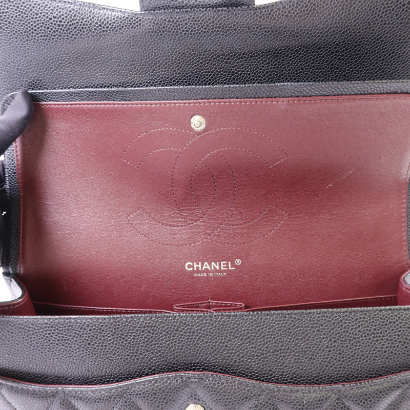 CHANEL 牛皮皮革Large Classic銀扣鏈帶肩背袋-8