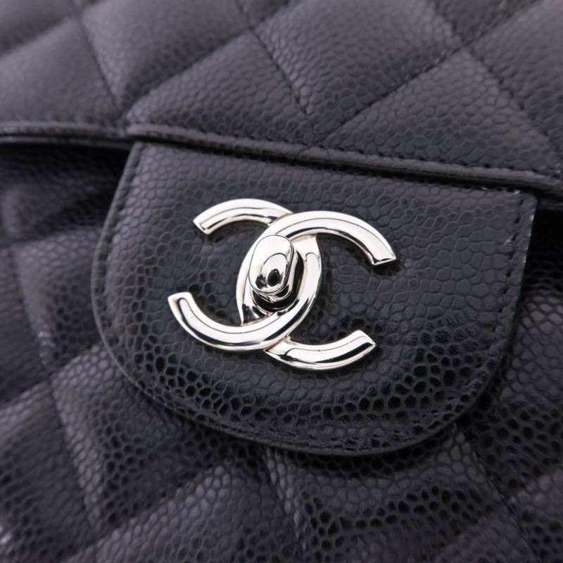 CHANEL 牛皮皮革Large Classic銀扣鏈帶肩背袋-10