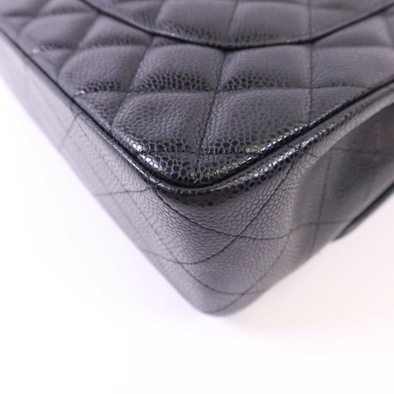 CHANEL 牛皮皮革Large Classic銀扣鏈帶肩背袋-13