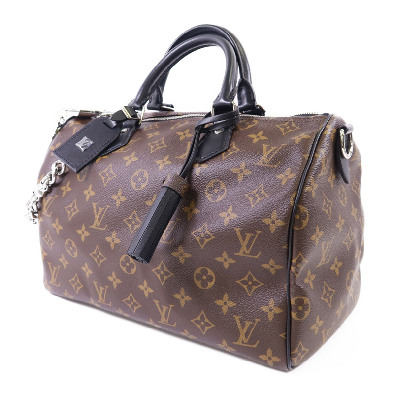 LOUIS VUITTON Monogram Speedy Soft 30 Dark銀扣手挽肩背兩用袋-2