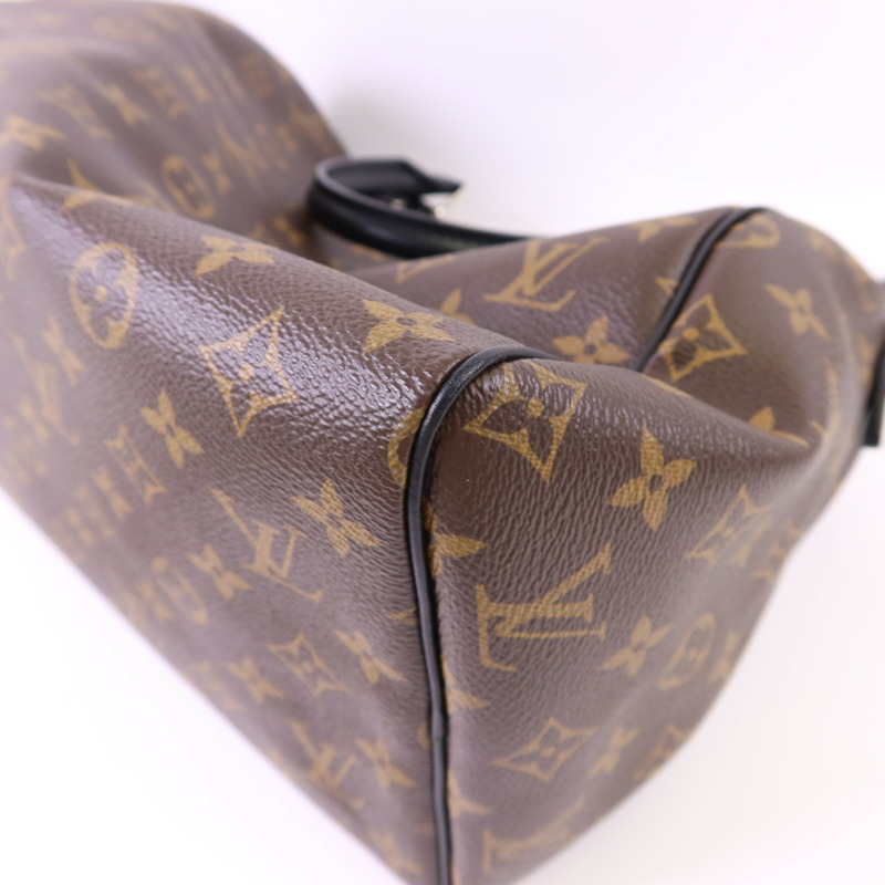 LOUIS VUITTON Monogram Speedy Soft 30 Dark銀扣手挽肩背兩用袋-12