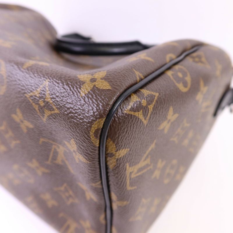 LOUIS VUITTON Monogram Speedy Soft 30 Dark銀扣手挽肩背兩用袋-14