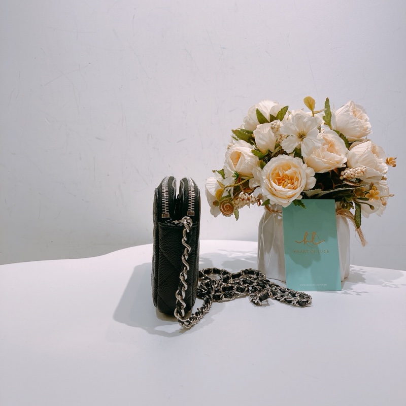 TW4586 CHANEL 香奈兒經典菱格雙拉鏈鏈帶包包COCO MARK WITH CHAIN BAG CAVIAR-3