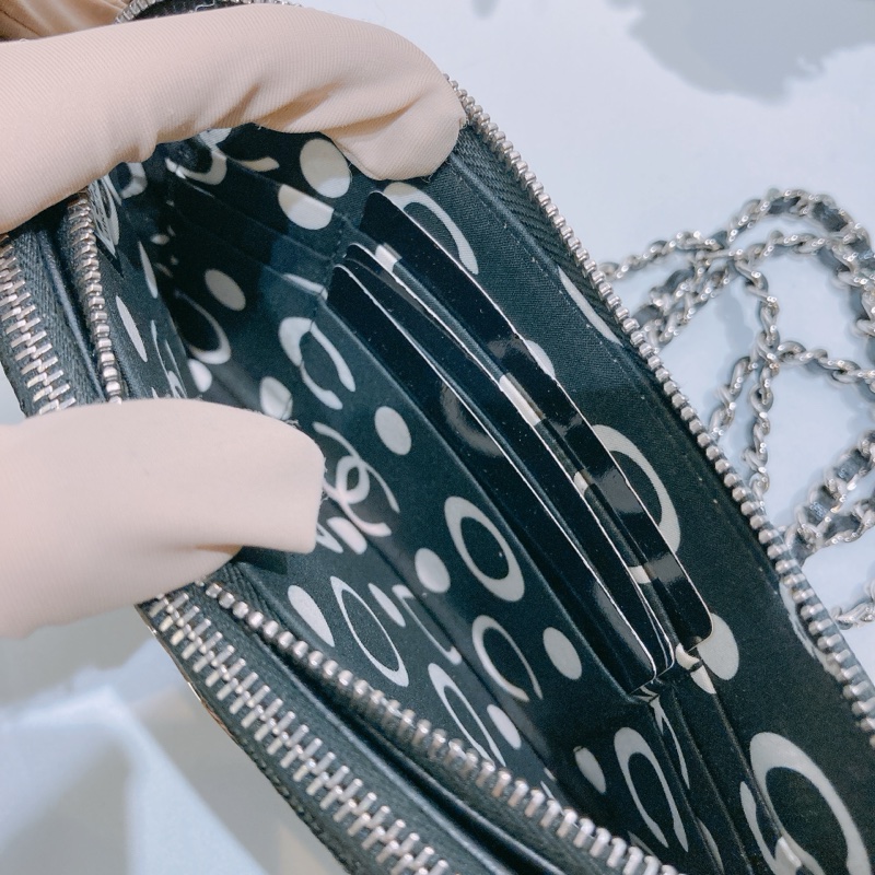 TW4586 CHANEL 香奈兒經典菱格雙拉鏈鏈帶包包COCO MARK WITH CHAIN BAG CAVIAR-7