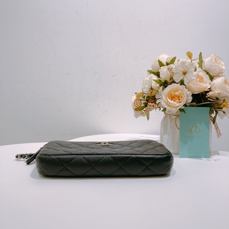 TW4586 CHANEL 香奈兒經典菱格雙拉鏈鏈帶包包COCO MARK WITH CHAIN BAG CAVIAR-11