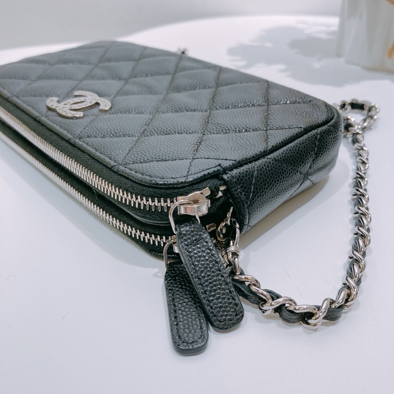 TW4586 CHANEL 香奈兒經典菱格雙拉鏈鏈帶包包COCO MARK WITH CHAIN BAG CAVIAR-12