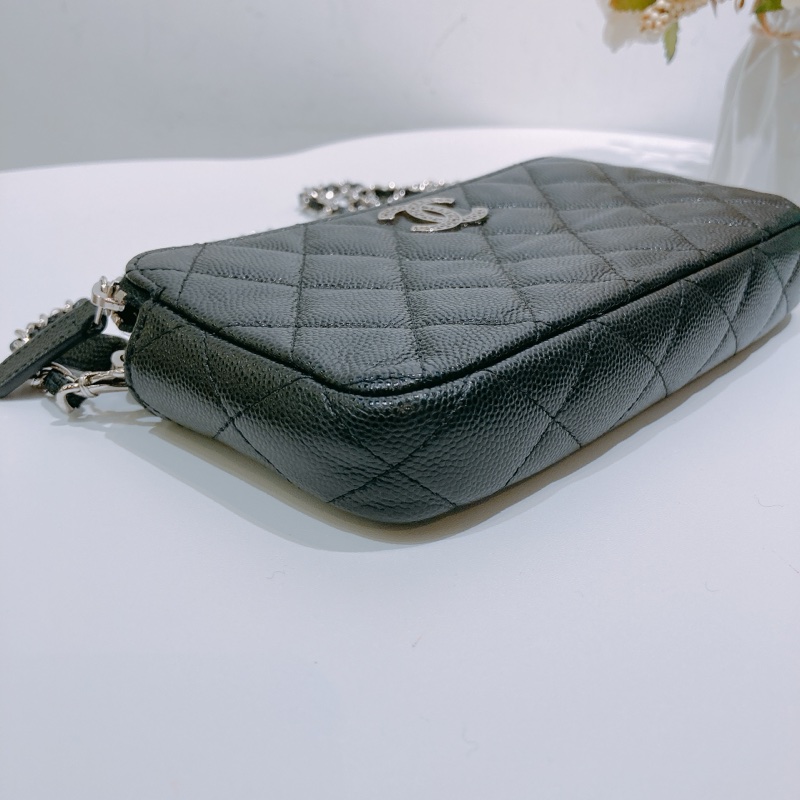 TW4586 CHANEL 香奈兒經典菱格雙拉鏈鏈帶包包COCO MARK WITH CHAIN BAG CAVIAR-14