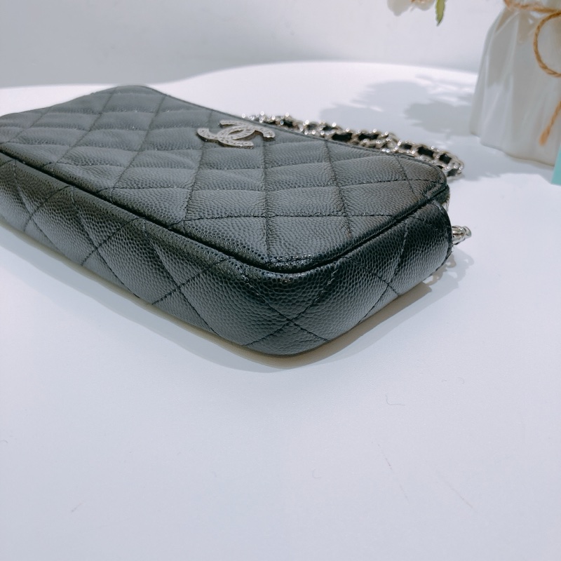 TW4586 CHANEL 香奈兒經典菱格雙拉鏈鏈帶包包COCO MARK WITH CHAIN BAG CAVIAR-15