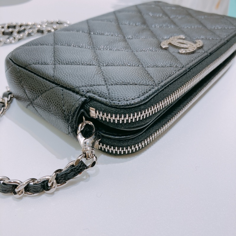 TW4586 CHANEL 香奈兒經典菱格雙拉鏈鏈帶包包COCO MARK WITH CHAIN BAG CAVIAR-19