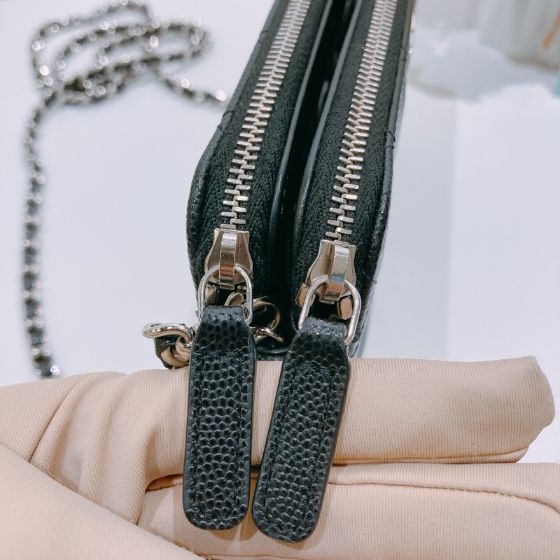 TW4586 CHANEL 香奈兒經典菱格雙拉鏈鏈帶包包COCO MARK WITH CHAIN BAG CAVIAR-22