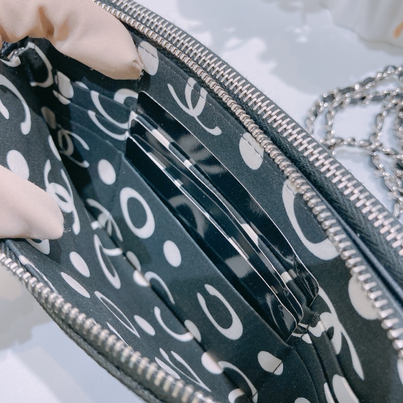 TW4586 CHANEL 香奈兒經典菱格雙拉鏈鏈帶包包COCO MARK WITH CHAIN BAG CAVIAR-26