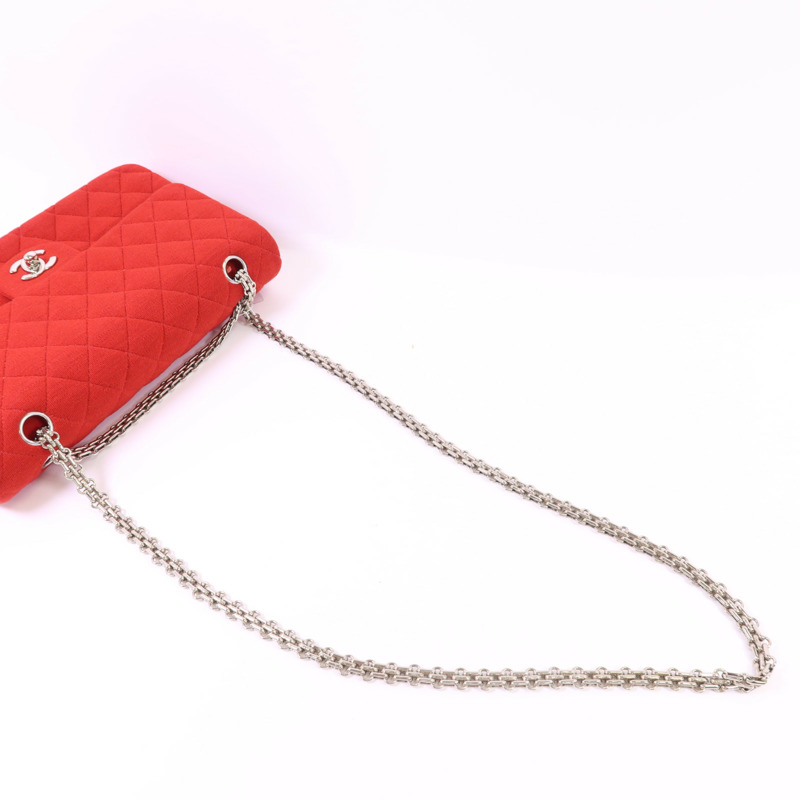 CHANEL 布料Chain Shoulder Bag銀扣鏈帶肩背袋-4
