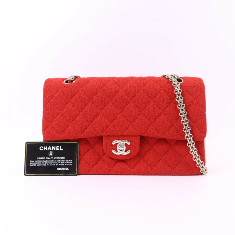 CHANEL 布料Chain Shoulder Bag銀扣鏈帶肩背袋-15